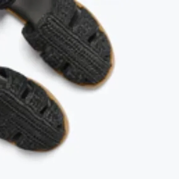 FREDA SALVADOR Sera Fisherman sandal in black raffia, size 7, NEW in box - Picture 3 of 12